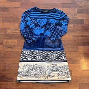 Donna Morgan Blue and White Patterned Dress